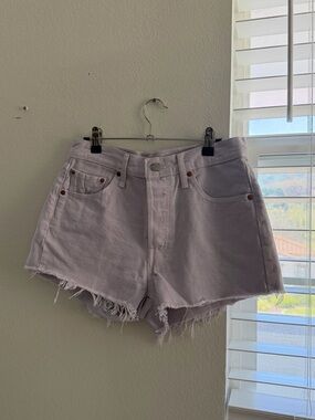 501 Levi's Lavender Frayed Hem Denim Shorts